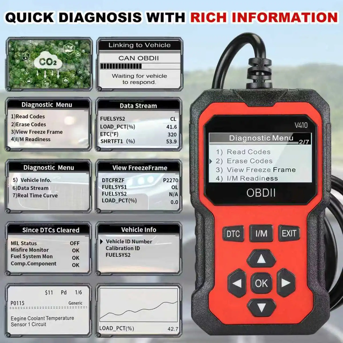 Quick diagnosis with trouble code details