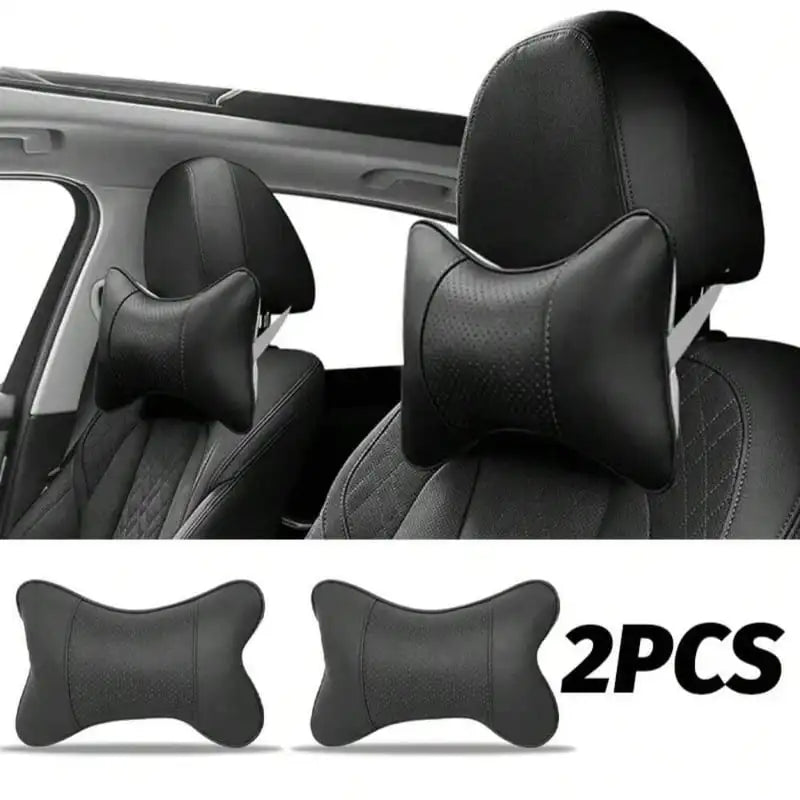 Breathable Mesh Car Headrest Pillow, Faux Leather Head and Neck Rest Cushion for Car Seats, 1 or 2 Pillows