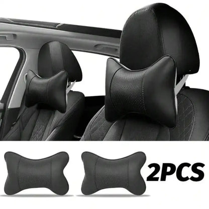 Breathable Mesh Car Headrest Pillow, Faux Leather Head and Neck Rest Cushion for Car Seats, 1 or 2 Pillows