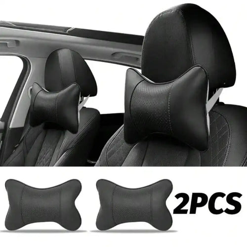 Breathable Mesh Car Headrest Pillow, Faux Leather Head and Neck Rest Cushion for Car Seats, 1 or 2 Pillows