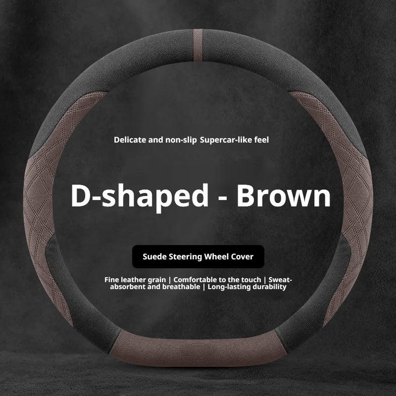 Steering Wheel Cover for Honda Civic, CR-V, Accord, Pilot and Passport, Two-Tone Suede, 15 in (37-38 cm), O or D Shape, 9 Colors