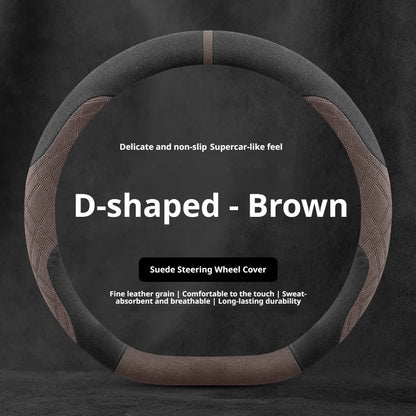 Steering Wheel Cover for Honda Civic, CR-V, Accord, Pilot and Passport, Two-Tone Suede, 15 in (37-38 cm), O or D Shape, 9 Colors