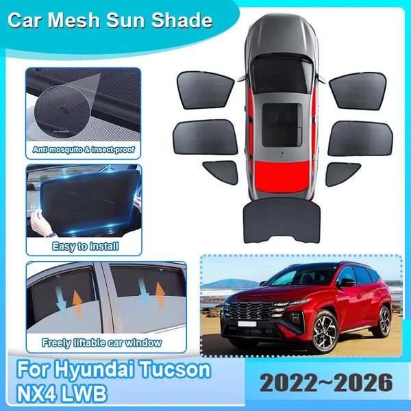 Side Window Sun Shades for Hyundai Tucson 2022-2026 (NX4), Black Magnetic Mesh, Pairs or 3-, 4- and 7-Piece Sets