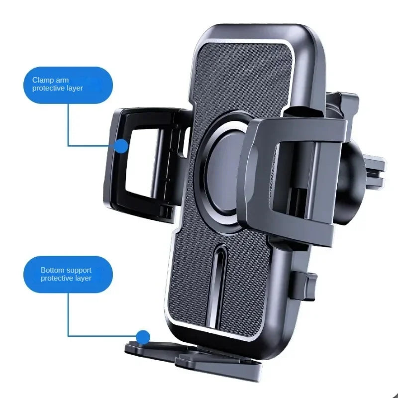 Phone cradle with adjustable side arms and bottom support