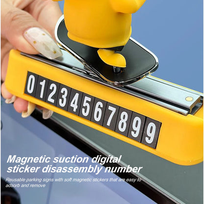 Skateboarding Bear Dashboard Ornament, Sliding Bear Car Decoration with Optional Magnetic Phone Number Plate, 5 Colors
