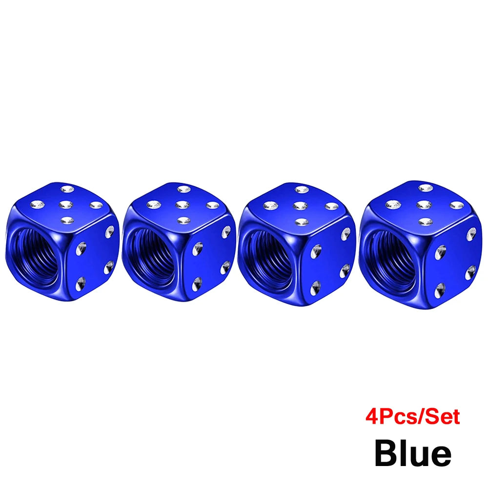 Dice Tire Valve Stem Caps, Dustproof Valve Covers for Cars, Trucks, Motorcycles and Bikes, 4 or 8 Pack, 11 Colors