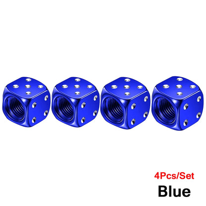 Dice Tire Valve Stem Caps, Dustproof Valve Covers for Cars, Trucks, Motorcycles and Bikes, 4 or 8 Pack, 11 Colors