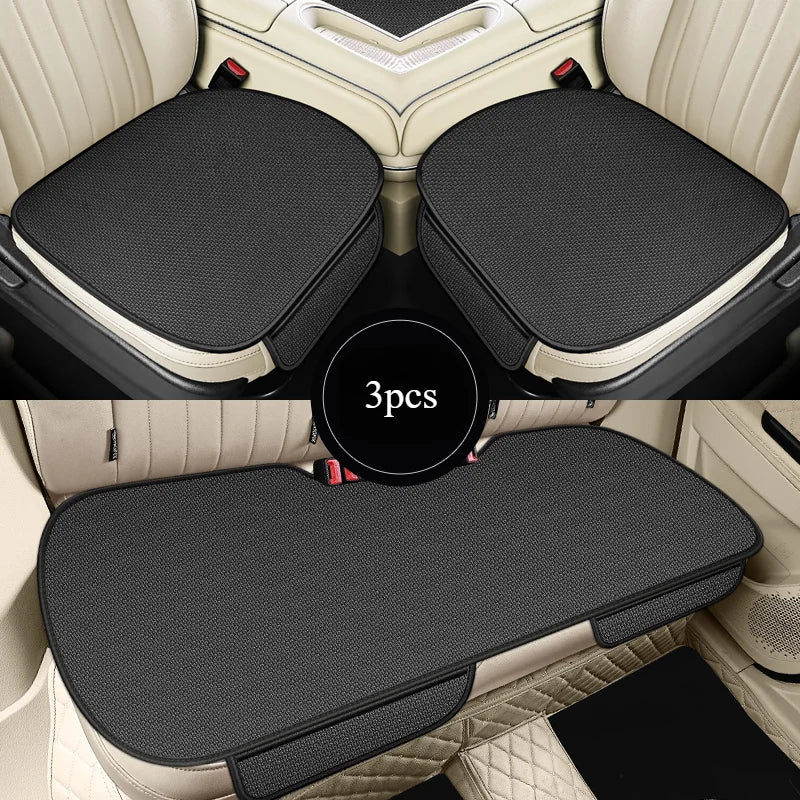 Black ice silk seat cushions, 3-piece set in a car