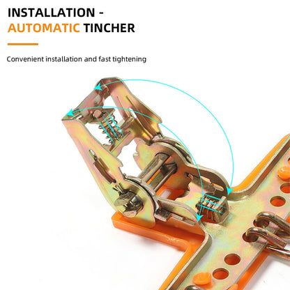 Ratchet tensioner used to install the strap