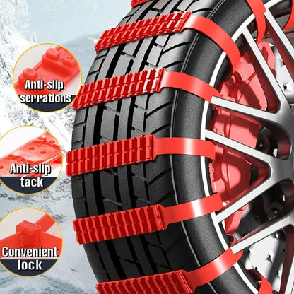 Close-up of the anti-skid ties on a tire