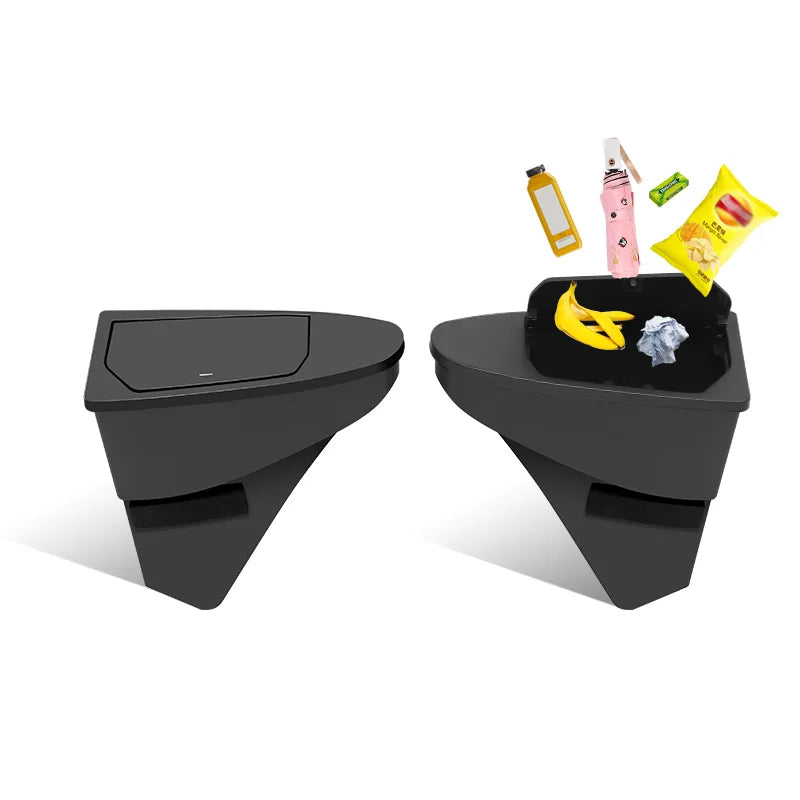 Front Door Storage Bins with Push Lid for Tesla Model Y Juniper 2025+, ABS Door Pocket Organizer and Trash Can