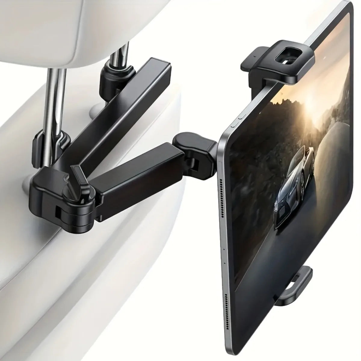 Headrest Tablet Holder for Car Back Seat, Fits 4.7 to 12.9 Inch Tablets and Phones, 360 Degree Rotation, Red or Black