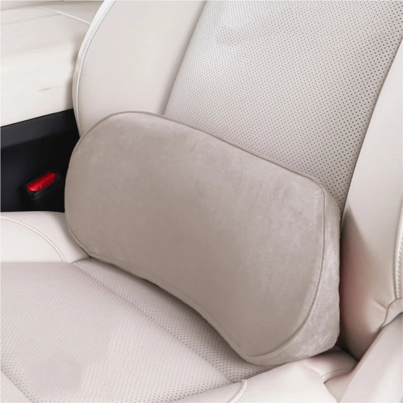 Memory Foam Lumbar Support Pillow for Car Seats and Office Chairs, Ergonomic Lower Back Cushion, Black or Beige
