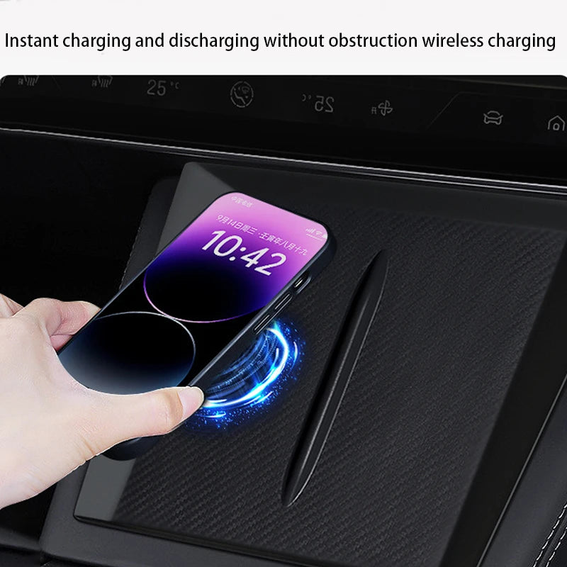 Thick Silicone Charging Pad Mat for Tesla Model 3 Highland 2024-2026 and Model Y Juniper 2025-2026, Anti-Slip Strips, 4 Colors Including Pink