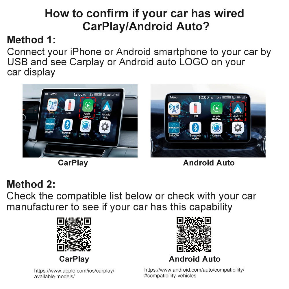 Wired to Wireless CarPlay and Android Auto Adapter, Automatic Mode Switching, for Cars with Factory Wired CarPlay or Android Auto