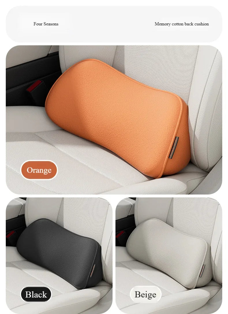 Memory Foam Lumbar Pillow for Car Seats, Curved Lower Back Support with Anti-Slip Design, for Driving and Office Chairs, 6 Colors