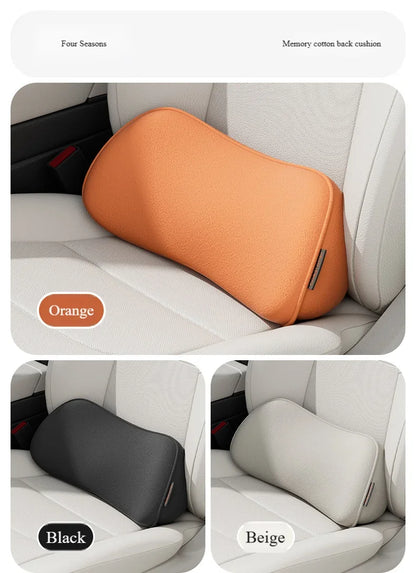 Memory Foam Lumbar Pillow for Car Seats, Curved Lower Back Support with Anti-Slip Design, for Driving and Office Chairs, 6 Colors