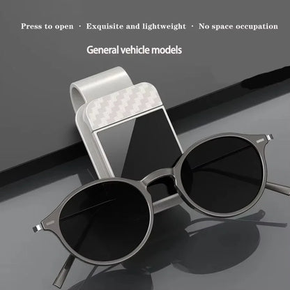Car Sun Visor Sunglasses Clip — Adjustable Glasses & Card Holder