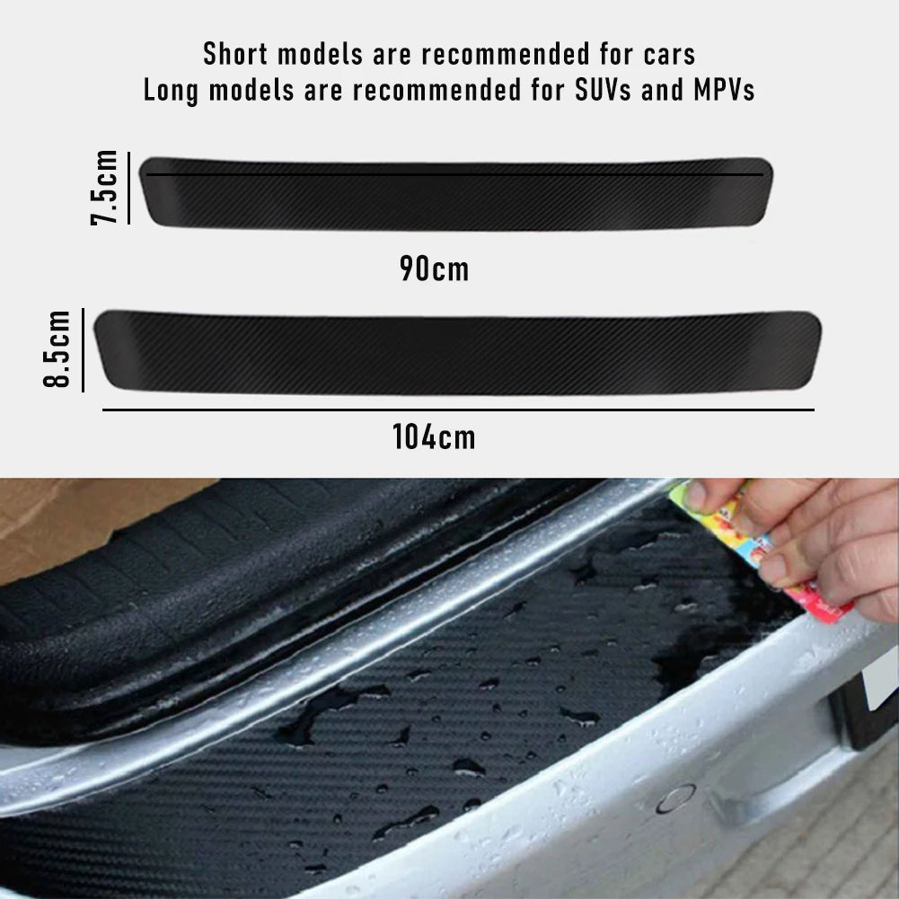 Rear Bumper Protector Sticker, Self-Adhesive 3D Carbon Fiber Film Trunk Sill Guard, 35 or 41 Inch for Cars, SUVs and Minivans