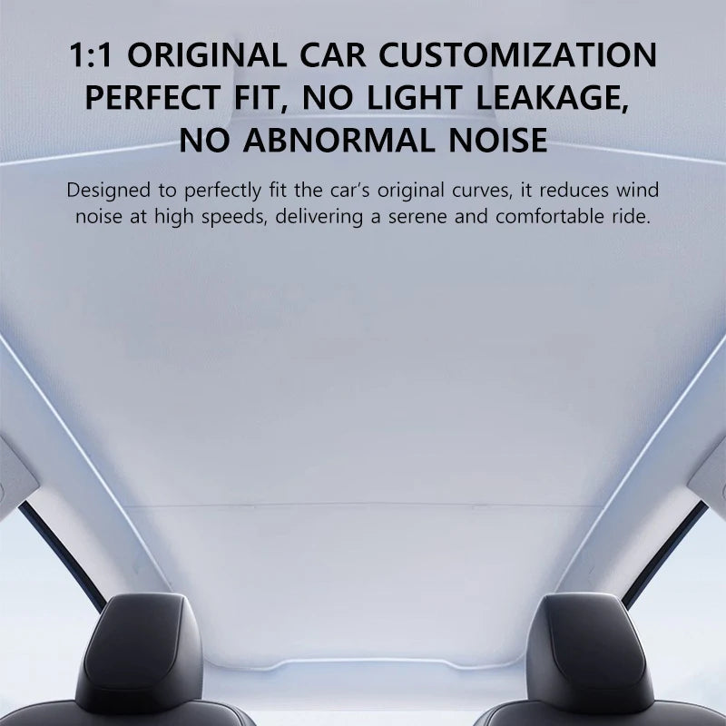 Glass Roof Sunshade for Tesla Model Y Juniper 2025-2026 and Model 3 Highland 2024-2026, Ice-Crystal Fabric with Reflective Silver Layer