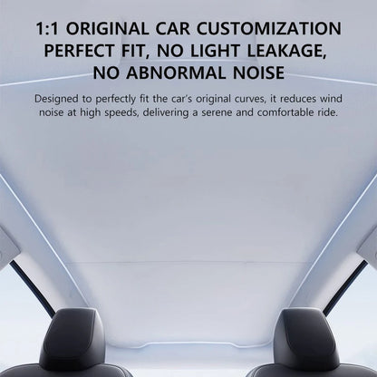 Glass Roof Sunshade for Tesla Model Y Juniper 2025-2026 and Model 3 Highland 2024-2026, Ice-Crystal Fabric with Reflective Silver Layer
