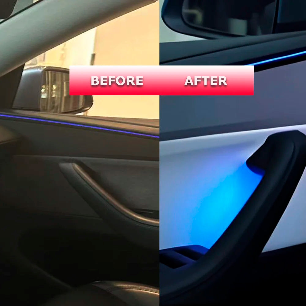 Door Handle Ambient LED Lights for Tesla Model 3 Highland, Model Y Juniper and Model Y L, RGB with Touchscreen Color Control