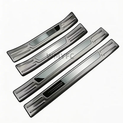 Door Sill Scuff Plates with Logo for Toyota RAV4 2019-2025, Self-Adhesive Stainless Steel Entry Guards, Designs A and B