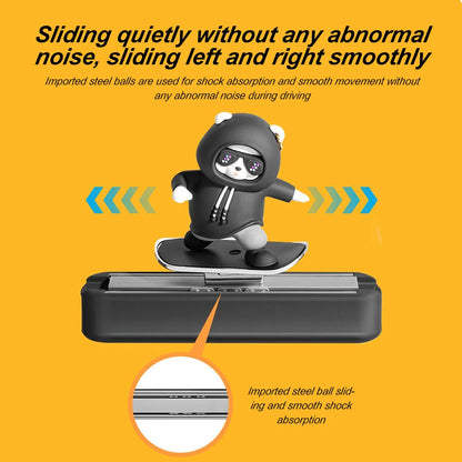 Skateboarding Bear Dashboard Ornament, Sliding Bear Car Decoration with Optional Magnetic Phone Number Plate, 5 Colors