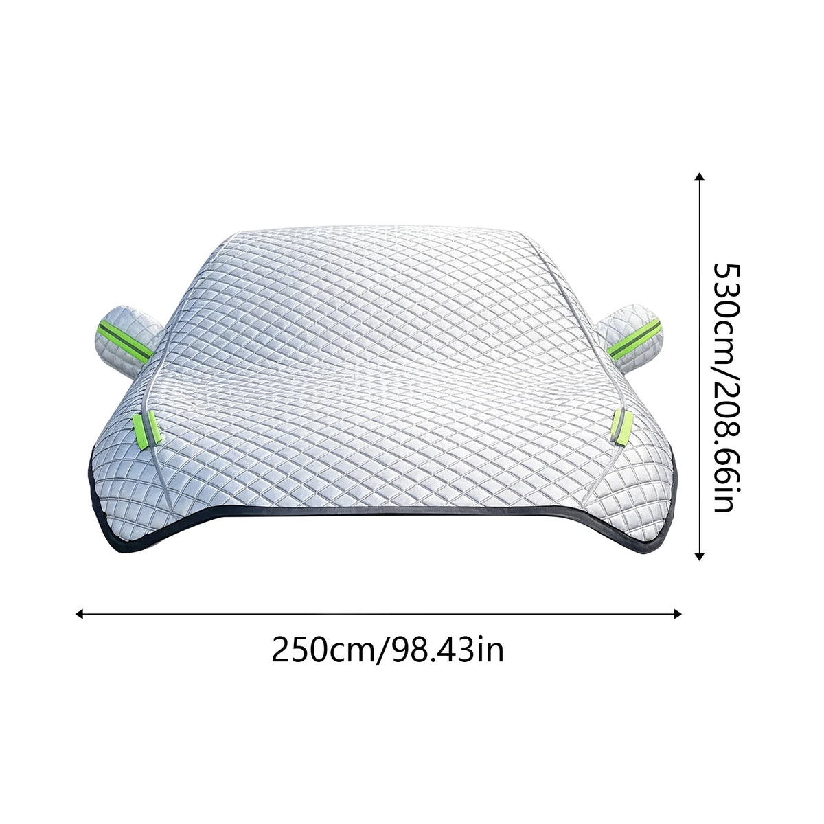 Quilted silver top cover size: 208.7 x 98.4 in (530 x 250 cm)