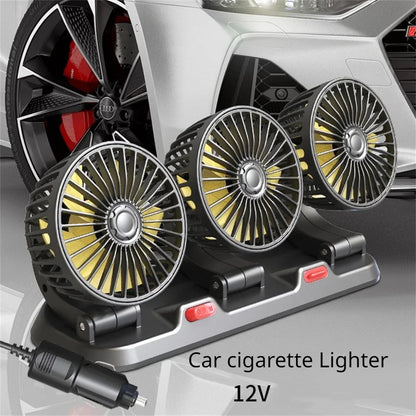 Car Cooling Fan with 1, 2 or 3 Adjustable Heads, 360 Degree Dashboard Fan with 2 Speeds, USB, 12V or 24V Plug