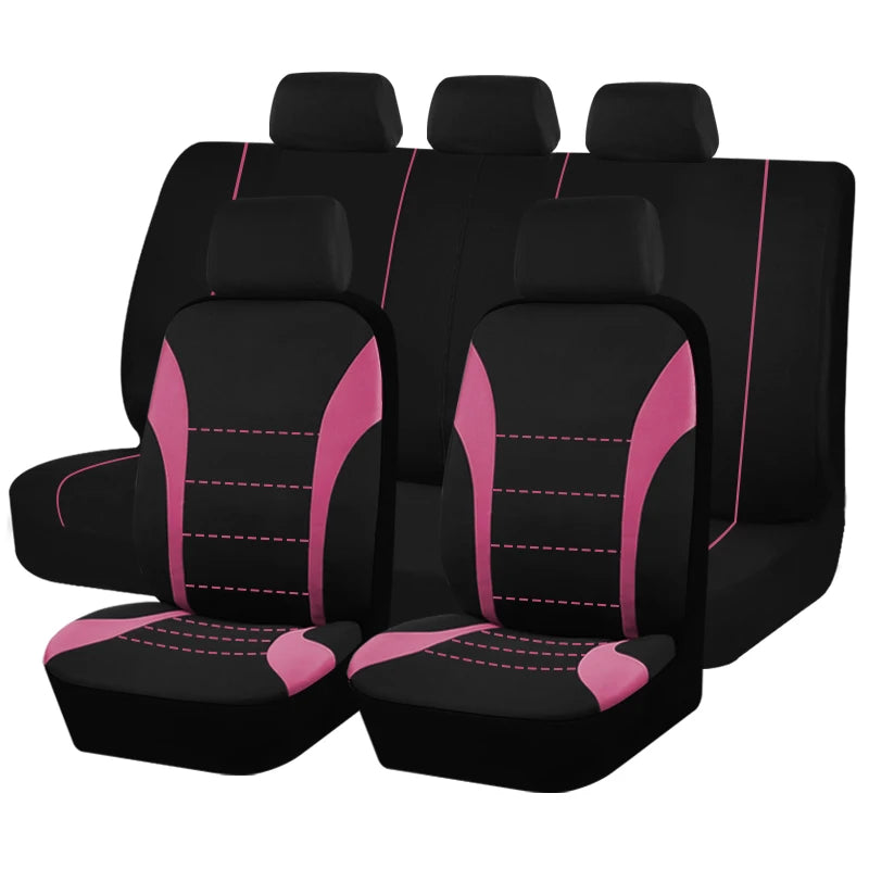 Universal Car Seat Covers, Padded Polyester, Front Pair or Full 5 Seat Set for Cars, SUVs and Trucks, 7 Colors