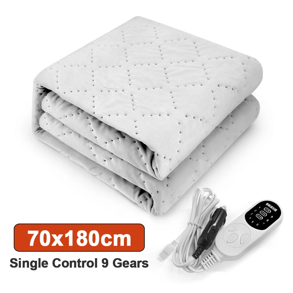 12V Heated Car Blanket, Soft Flannel Electric Travel Blanket for Car Trips and Camping, Adjustable Heat, 3 Sizes, 2 Styles