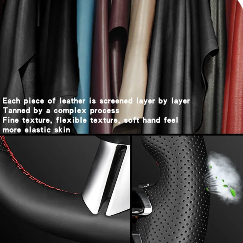 Steering Wheel Cover for Honda Civic (11th Gen), Hand-Stitched Leather, 5 Styles Including Black Perforated Nappa