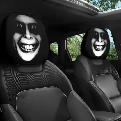 Halloween Funny Face Car Headrest Covers, Set of 2 Double-Sided Printed Polyester Covers, Easy to Wash, 17 Styles