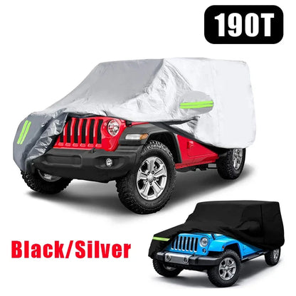 Car Cover for Jeep Wrangler 2018-2019 (JL) and JK, TJ, YJ, CJ, 2-Door or 4-Door, Water-Resistant 190T Polyester with Driver Door Zipper
