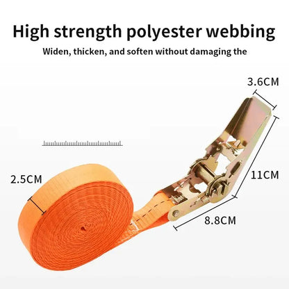 High strength polyester webbing with dimensions