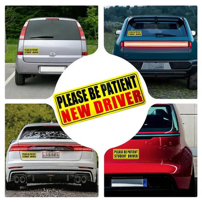 Please Be Patient Student Driver Magnet, Reflective Car Sign for New Drivers, Removable and Reusable, 3 Styles