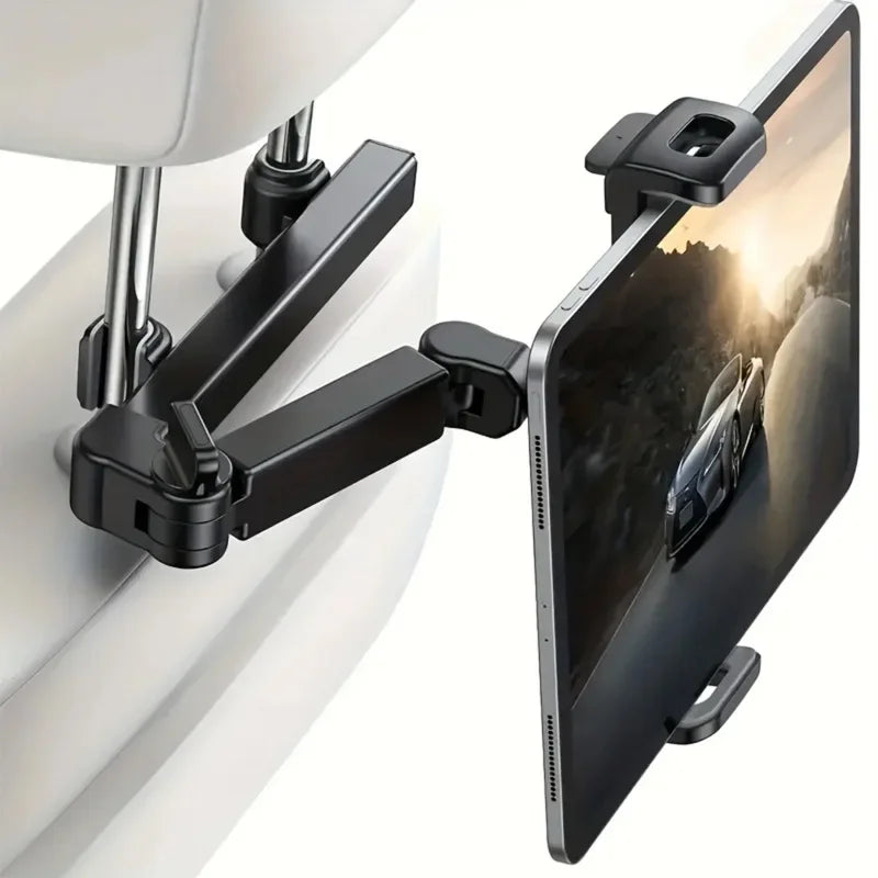Telescopic Headrest Tablet and Phone Holder for Car Back Seat, Fits 5 to 13 Inch Devices, Rotates and Tilts, Black or Red