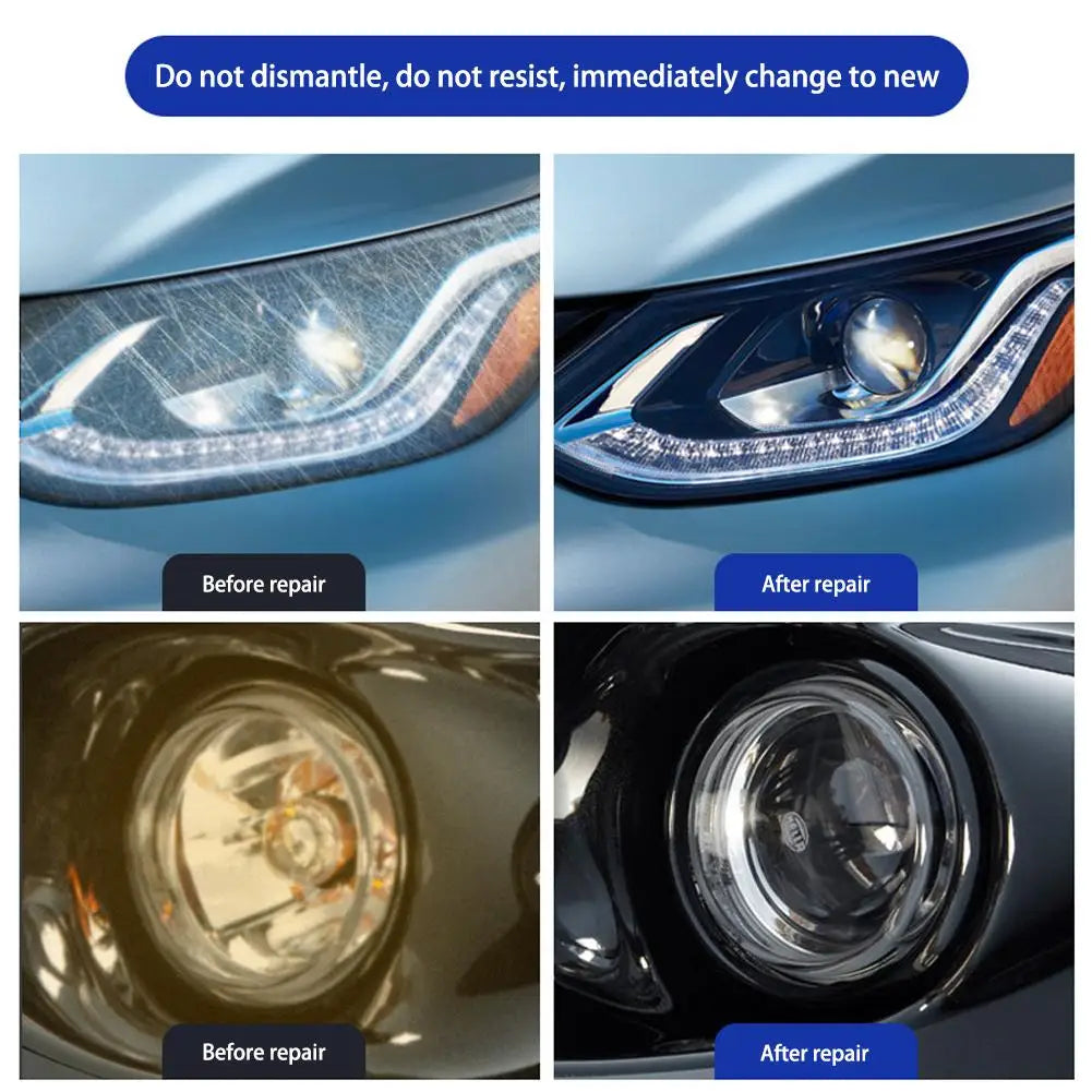 Headlight Restoration Kit with Drill Attachment, Polishing Paste, Restorer Liquid, Sanding Discs and Masking Tape