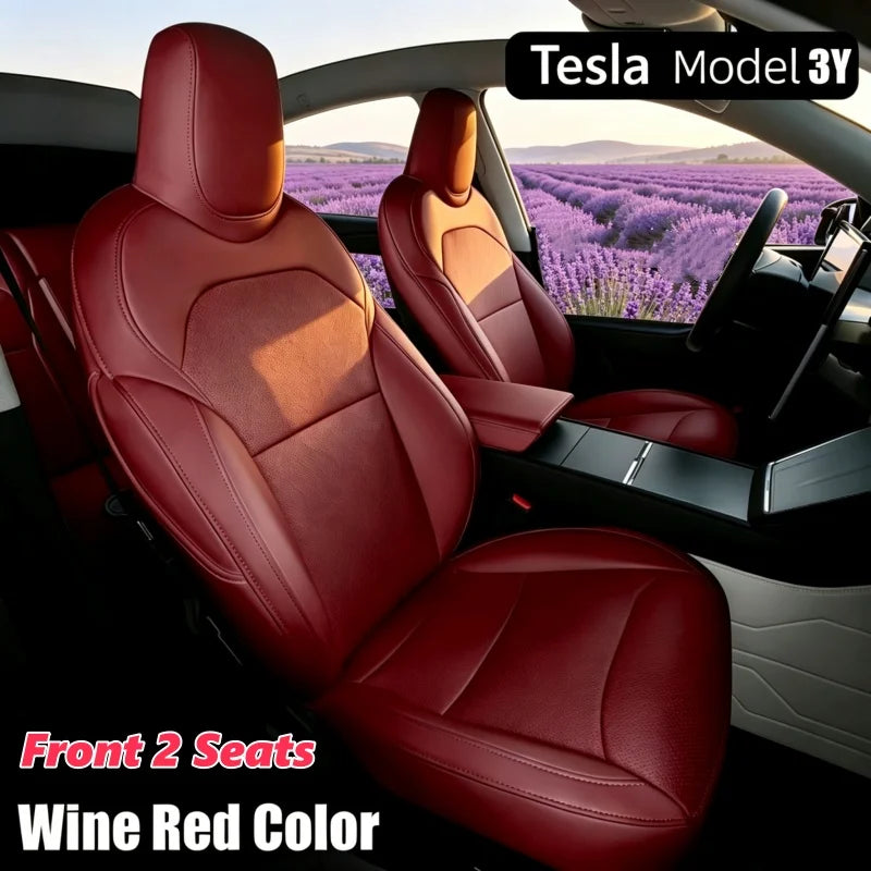 Full-Wrap Seat Covers for Tesla Model Y Juniper and Model 3 Highland 2024-2026, Front or Rear Half Set with Armrest Cover