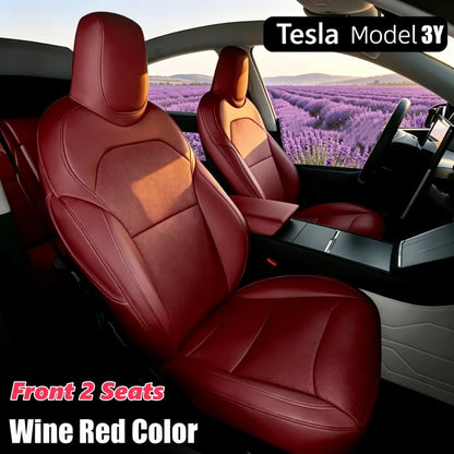 Full-Wrap Seat Covers for Tesla Model Y Juniper and Model 3 Highland 2024-2026, Front or Rear Half Set with Armrest Cover