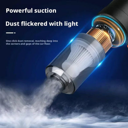 Portable Cordless Car Vacuum, 2 in 1 Suction and Blower, USB-C Rechargeable, Washable Filter, with Brush and Nozzle Attachments
