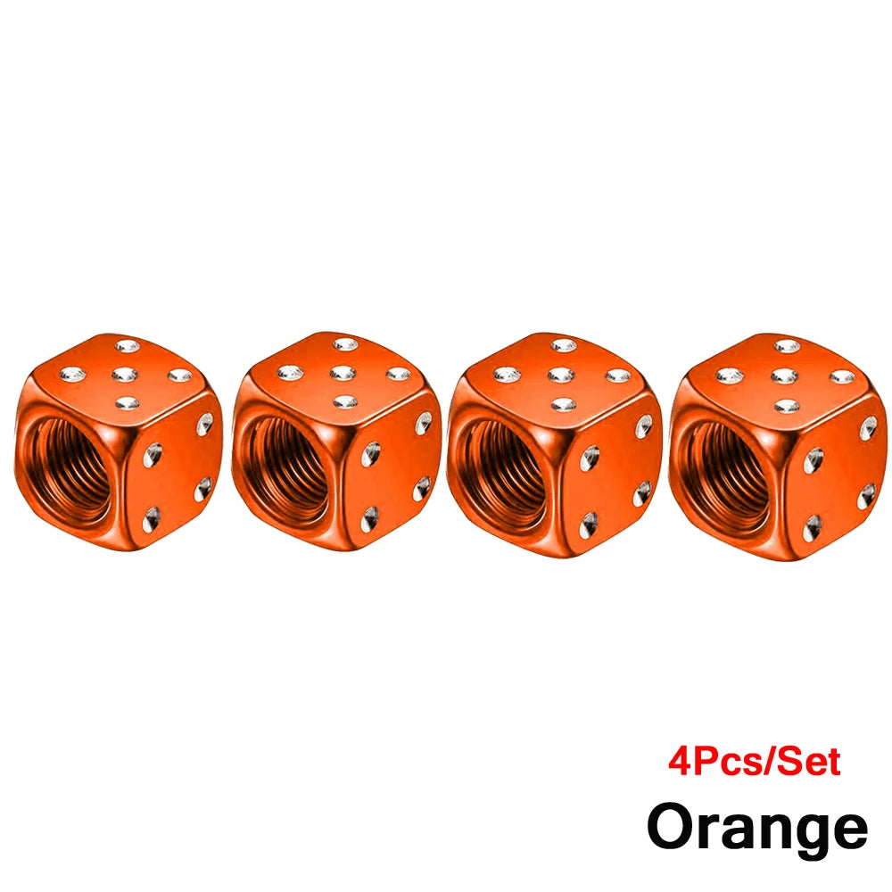 Dice Tire Valve Stem Caps, Dustproof Valve Covers for Cars, Trucks, Motorcycles and Bikes, 4 or 8 Pack, 11 Colors