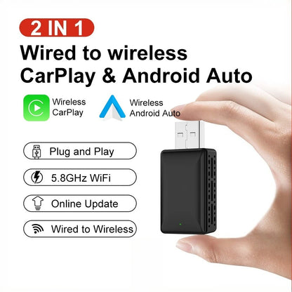 Wired to Wireless CarPlay and Android Auto Adapter, Automatic Mode Switching, for Cars with Factory Wired CarPlay or Android Auto