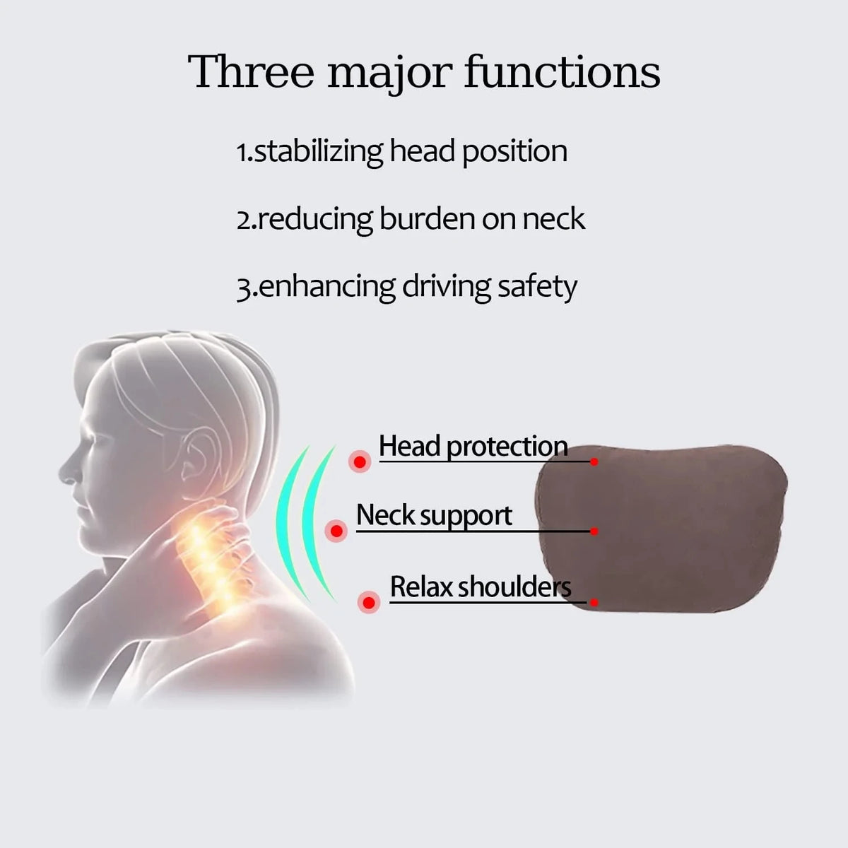 Faux Leather Car Neck Pillow with Memory Foam, Headrest Cushion for Car Seats and Gaming Chairs, Brown or Black