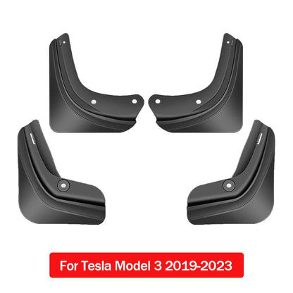 Mud Flaps for Tesla Model Y (2020-2024 or Juniper 2025-2026) and Model 3 (2019-2023 or Highland 2024-2025), TPE, No Drilling