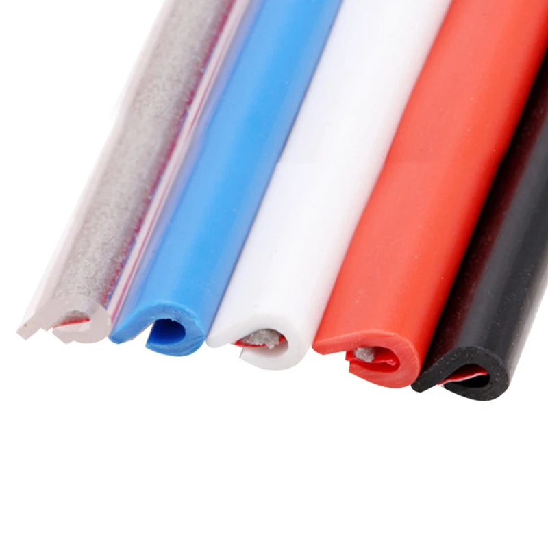 Car Door Edge Guard Strip, 16.4 ft (5 m) Cut-to-Fit Silicone Trim Roll for Door Edge Scratch Protection, 6 Colors