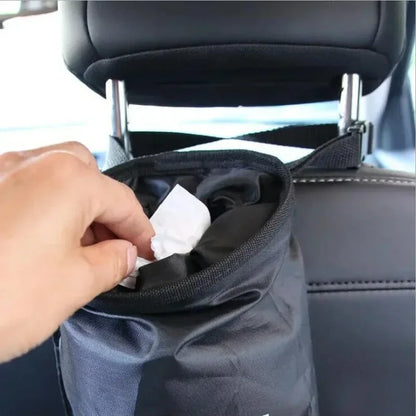 Hanging Car Trash Bag for the Headrest, Leak Resistant Oxford Cloth Litter Bin for the Back Seat, Reusable