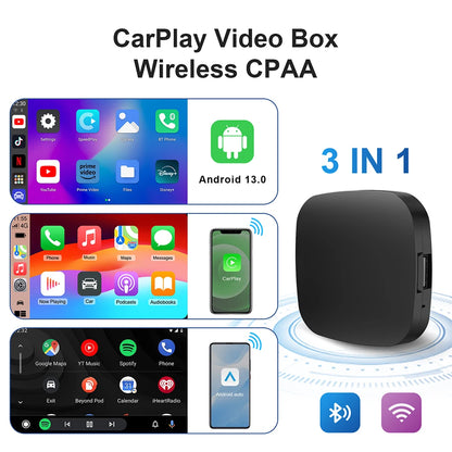 CarPlay AI Box with Android 13, Wireless CarPlay and Android Auto for Cars with Factory Wired CarPlay, 2GB RAM, 16GB or 32GB