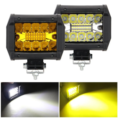 12V LED Work Light Pod, 20 LED Spot and Flood Combo Beam, White 6000K or Yellow, for Off Road Trucks, SUVs, ATVs and Boats